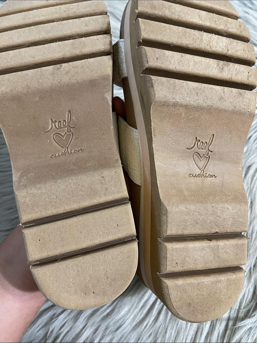 Reef White Double-Strap Slide Sandals with Tan Footbed - Picture 6 of 6